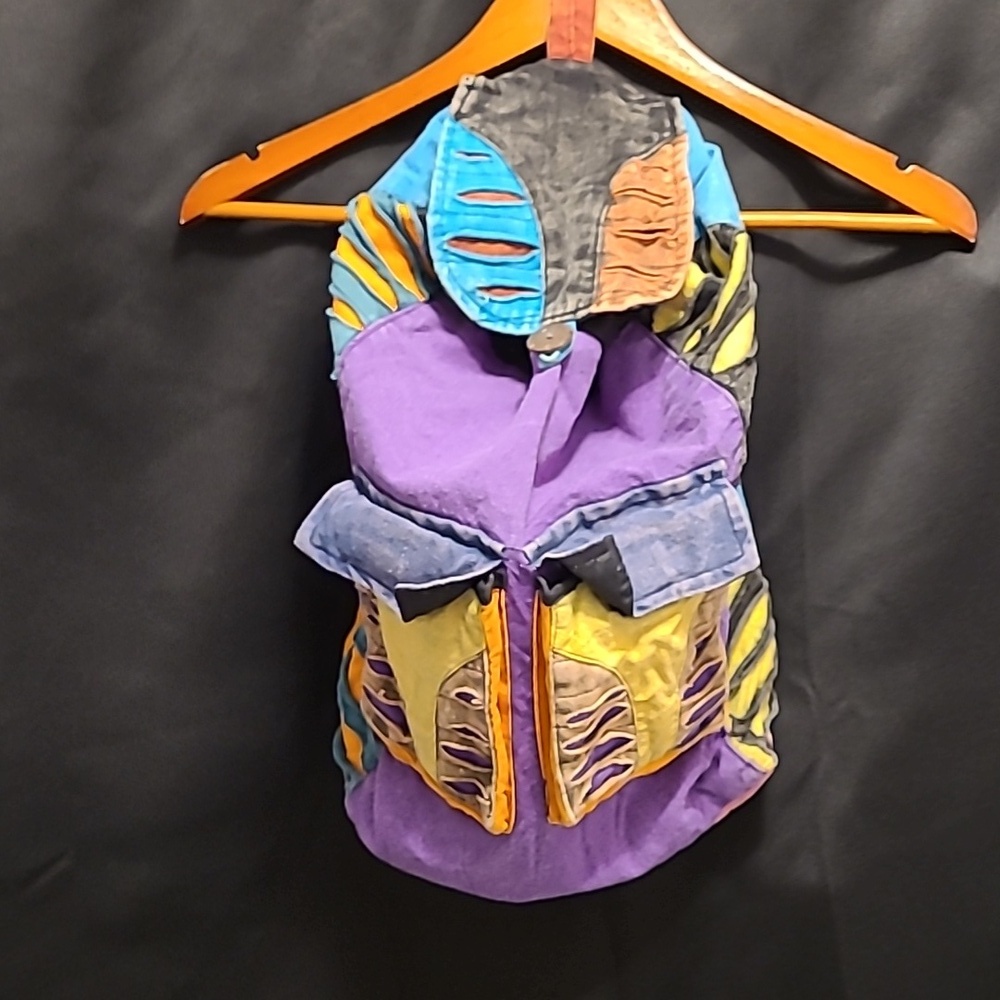 Vintage 90s Hippy Boho Rainbow Patchwork BACKPACK